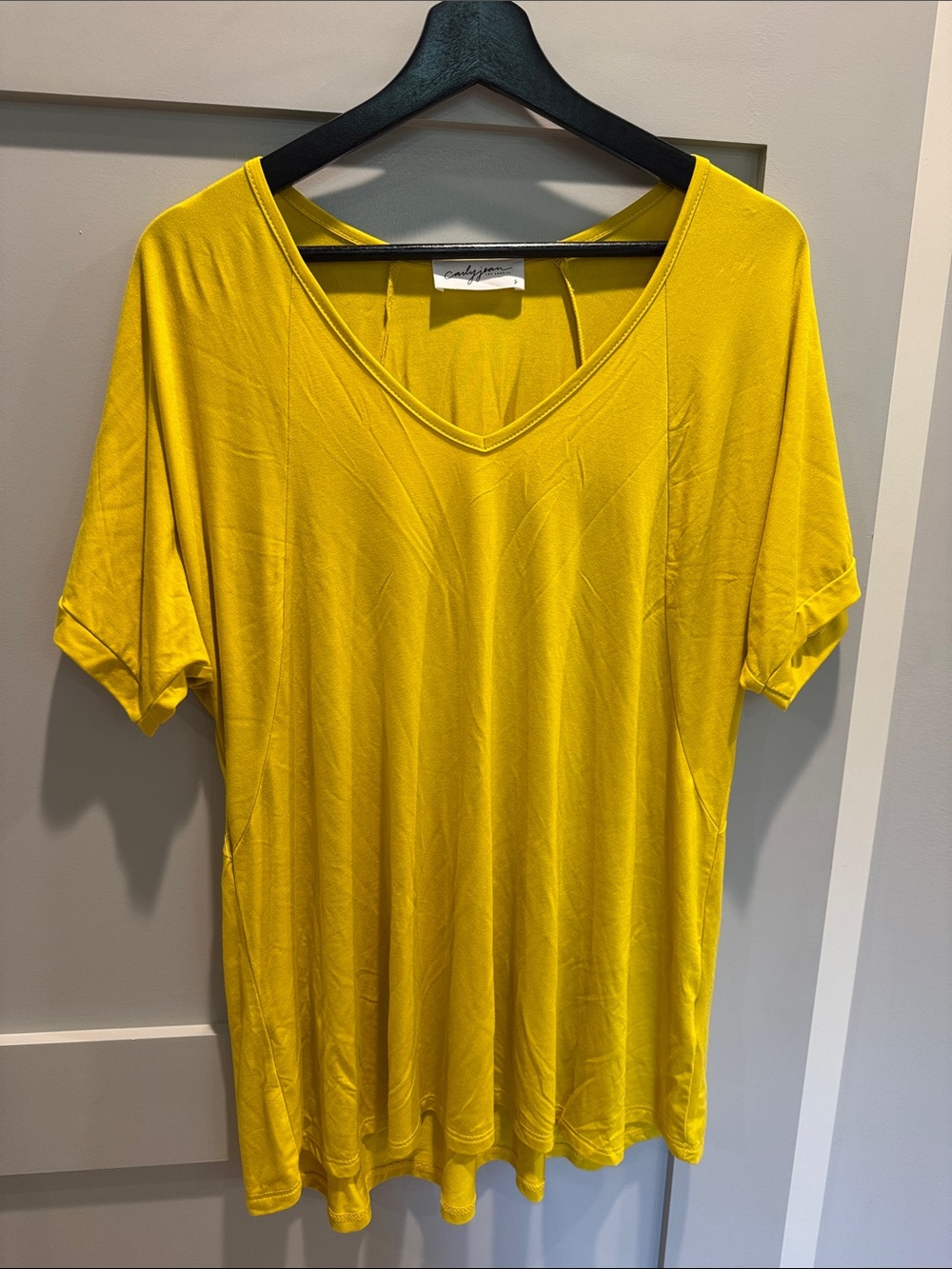 Carly Jean Los Angeles Sunny Yellow V-Neck Short Sleeve Tee